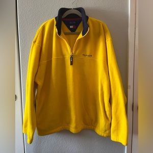 Vintage 90’s Tommy Hilfiger Men’s 1/4 Zipper Yellow Pullover Fleece Sweater XL